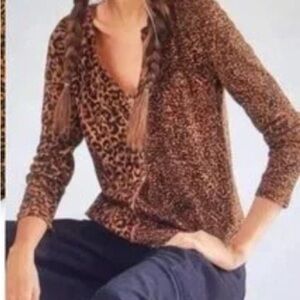 Pilcro Brown Leopard Long Sleeve Top